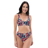 ThatXpression Fashion Navy Red Silver Camo Themed high-waisted bikini
