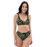 ThatXpression Fashion Teal Gold Black Camo Themed high-waisted bikini
