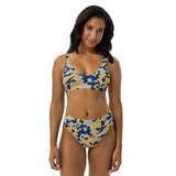 ThatXpression Fashion Navy Yellow Silver Camo Themed high-waisted bikini