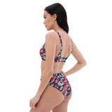 ThatXpression Fashion Navy Red Silver Camo Themed high-waisted bikini