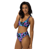 ThatXpression Fashion Teal Black Camo Themed high-waisted bikini