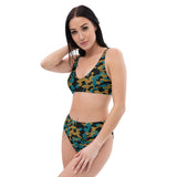 ThatXpression Fashion Teal Gold Black Camo Themed high-waisted bikini