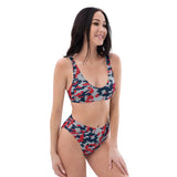 ThatXpression Fashion Navy Red Silver Camo Themed high-waisted bikini
