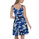 ThatXpression Fashion Camo Gray Blue Navy Skater Dress
