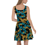 ThatXpression Fashion Teal Gold Skater Dress