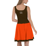 ThatXpression Orange Brown Cleveland Jersey Themed Skater Dress