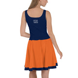 ThatXpression Navy Orange Chicago Jersey Themed Skater Dress