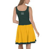 ThatXpression Green Gold Green Bay Jersey Themed Skater Dress