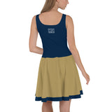 ThatXpression Navy Gold Los Angeles Jersey Themed Skater Dress