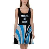ThatXpression Plus Size Home Team Carolina Black Blue Skater Dress