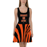 ThatXpression Plus Size Home Team Cincinnati Black Orange Skater Dress