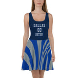 ThatXpression Plus Size Home Team Dallas Navy Silver Skater Dress