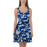 ThatXpression Fashion Camo Gray Blue Navy Skater Dress