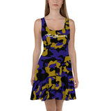 ThatXpression Fashion Camo Gold Purple Skater Dress
