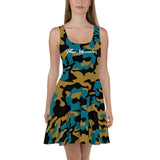 ThatXpression Fashion Teal Gold Skater Dress