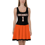 ThatXpression 2-Tone Cincinnati Jersey Themed Skater Dress
