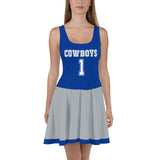 ThatXpression Royal Gray Cowboys Jersey Themed Skater Dress