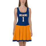 ThatXpression Navy Orange Dolphins Jersey Themed Skater Dress