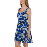 ThatXpression Fashion Camo Gray Blue Navy Skater Dress