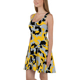 ThatXpression Fashion Black Yellow Camo Skater Dress