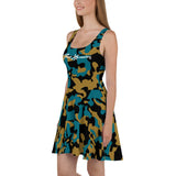 ThatXpression Fashion Teal Gold Skater Dress