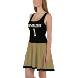 ThatXpression Black Gold New Orleans Jersey Themed Skater Dress