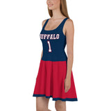 ThatXpression Navy Red Buffalo Jersey Themed Skater Dress