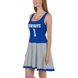 ThatXpression Royal Gray Cowboys Jersey Themed Skater Dress