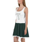 ThatXpression Green White Jets Jersey Themed Skater Dress