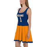 ThatXpression Navy Orange Dolphins Jersey Themed Skater Dress