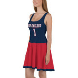 ThatXpression Navy Red New England Jersey Themed Skater Dress