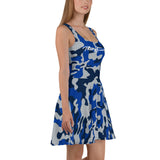 ThatXpression Fashion Camo Gray Blue Navy Skater Dress