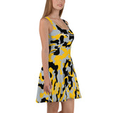 ThatXpression Fashion Black Yellow Camo Skater Dress