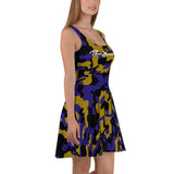ThatXpression Fashion Camo Gold Purple Skater Dress