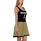 ThatXpression Black Gold New Orleans Jersey Themed Skater Dress
