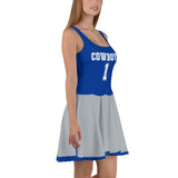 ThatXpression Royal Gray Cowboys Jersey Themed Skater Dress