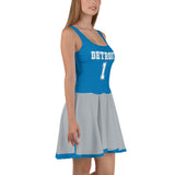 ThatXpression Gray Teal Detroit Jersey Themed Skater Dress