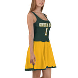 ThatXpression Green Gold Green Bay Jersey Themed Skater Dress