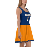 ThatXpression Navy Orange Dolphins Jersey Themed Skater Dress