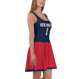 ThatXpression Navy Red New England Jersey Themed Skater Dress