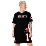 ThatXpression Plus Size Home Team Atlanta Jersey Themed T-shirt dress