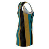 ThatXpression Fashion Gold Black Teal Jacksonville Striped Racerback Dress