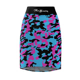 ThatXpression Fashion Purple Teal Black Camouflaged Women's Pencil Skirt 7X41K