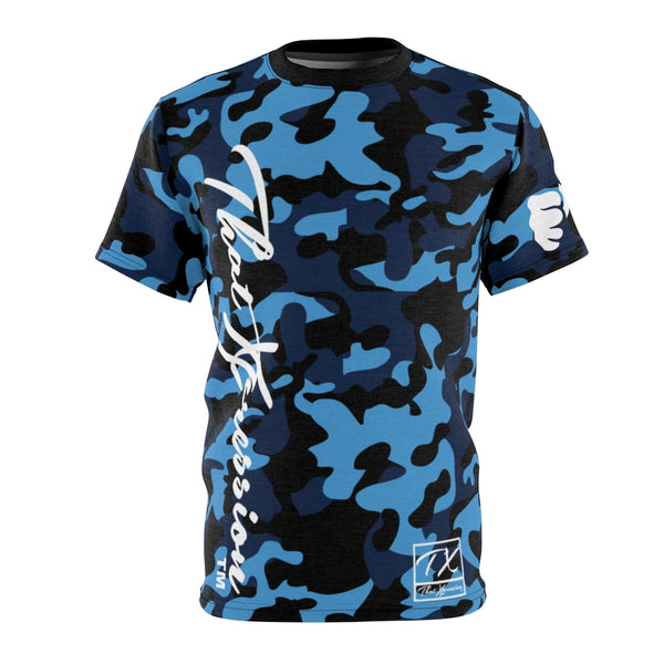 ThatXpression Fashion Navy Teal Black Ultimate Camo Themed Unisex T-shirt XZ3T