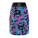 ThatXpression Fashion Purple Teal Black Camouflaged Women's Pencil Skirt 7X41K