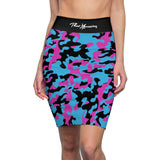ThatXpression Fashion Purple Teal Black Camouflaged Women's Pencil Skirt 7X41K