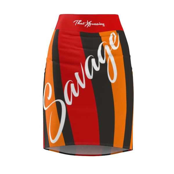 ThatXpression Fashion Tampa Bay Savage Striped Themed Women's Pencil Skirt 7X41K