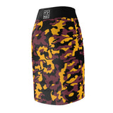 ThatXpression Fashion Gold Black Camouflaged Women's Pencil Skirt 1YZF2