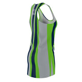 ThatXpression Fashion Green Navy Enlarged Seattle Print Racerback Dress