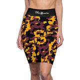 ThatXpression Fashion Gold Black Camouflaged Women's Pencil Skirt 1YZF2